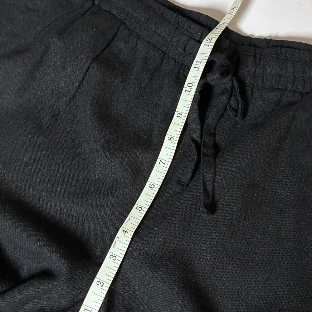 Old Navy Womens XL Black Linen Blend Wide Leg Drawstring Pants High Waisted - Picture 7 of 8